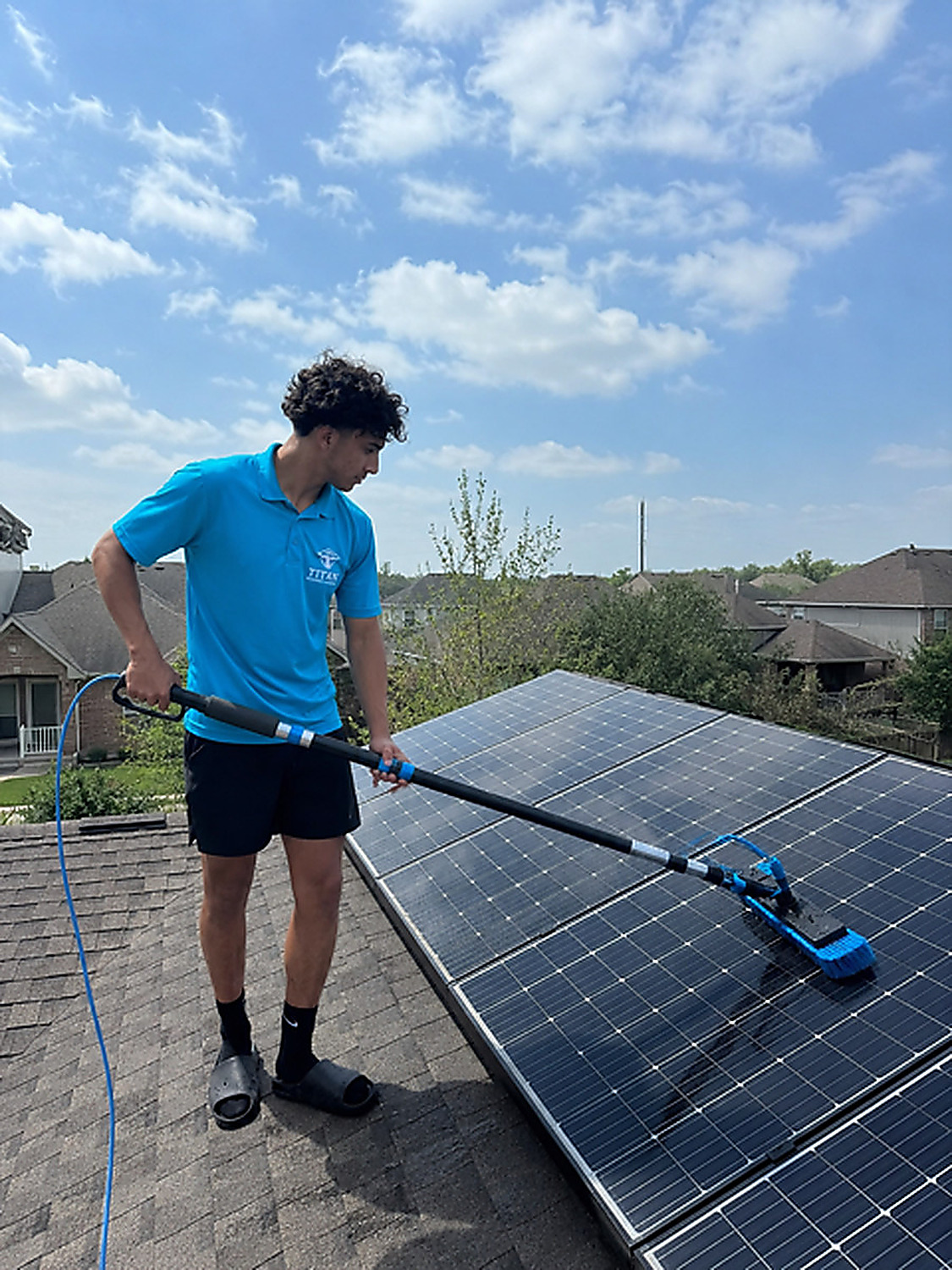 Solar panel cleaning on a local home